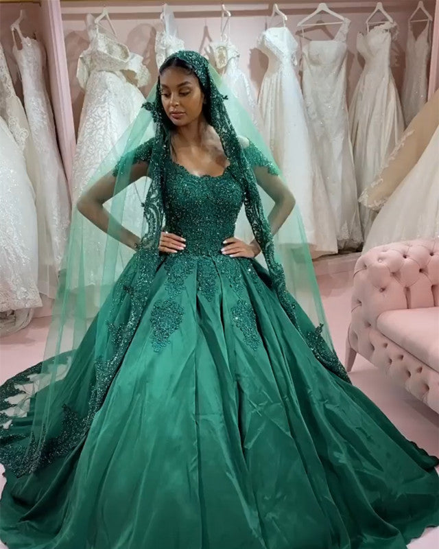 emerald wedding dress